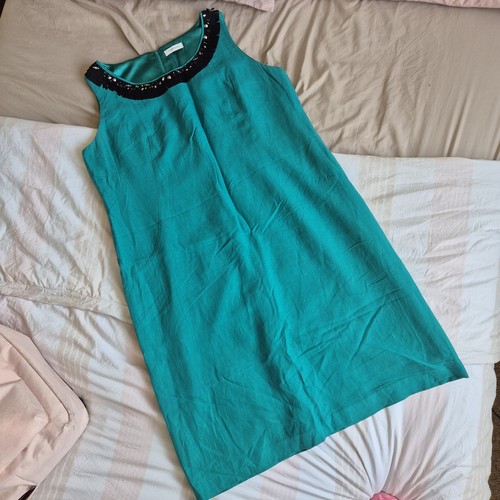 Teal fringe embellished
