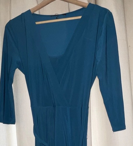 Teal jersey wrap dress - teal,