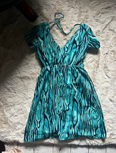 Shein teal blue abstract - shein,