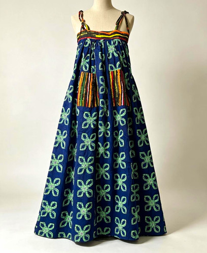 Ankara blue green floral - ankara,
