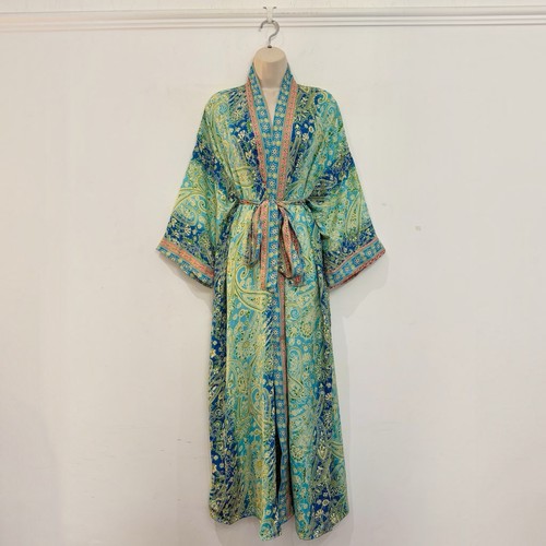 Recycled sari kimono robe - kimono,
