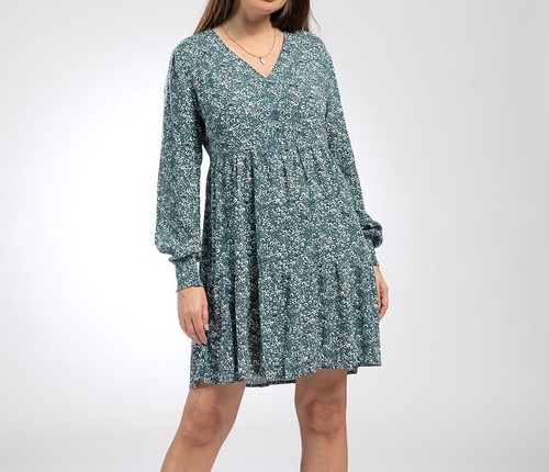 Neck tiered mini - tiered, dress