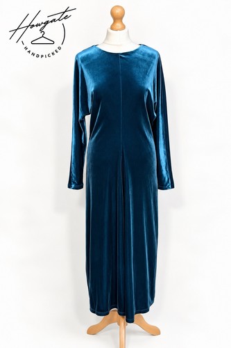 Teal velvet midi - m&s, dress