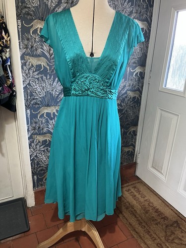 Monsoon teal silk midi - teal,
