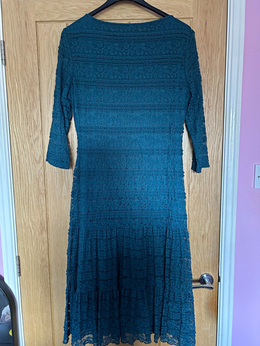 Teal floral lace knee length - teal,