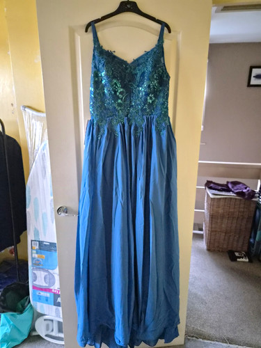 Teal floral sequin lace bodice - sequin,