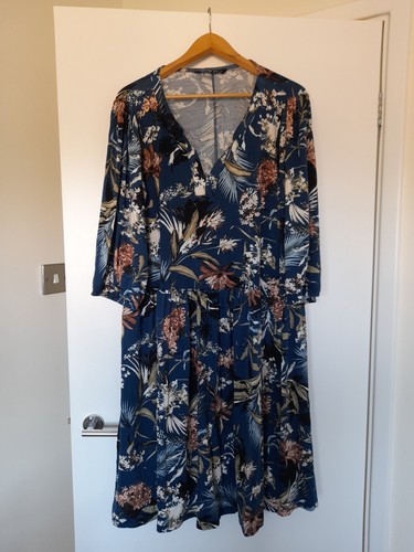 Yours midi teal floral - , dress
