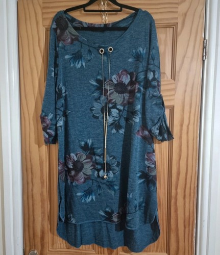 Teal floral dress knee length