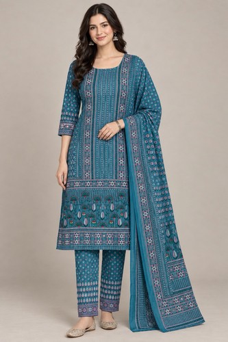 Teal blue printed salwar - blue,
